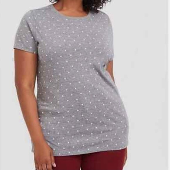 Torrid Classic Crew Tee Triblend Jersey Grey White Polka Dot Plus Size 5X - Picture 1 of 7